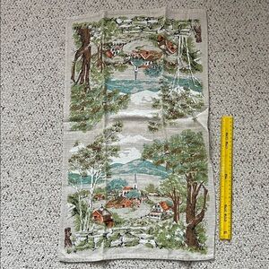 Vintage Linen Scenic Tapestry Tea Towel